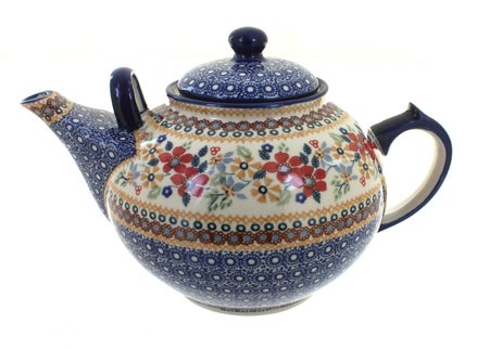 Manufaktura Red Daisy Teapot — Polish Pottery
