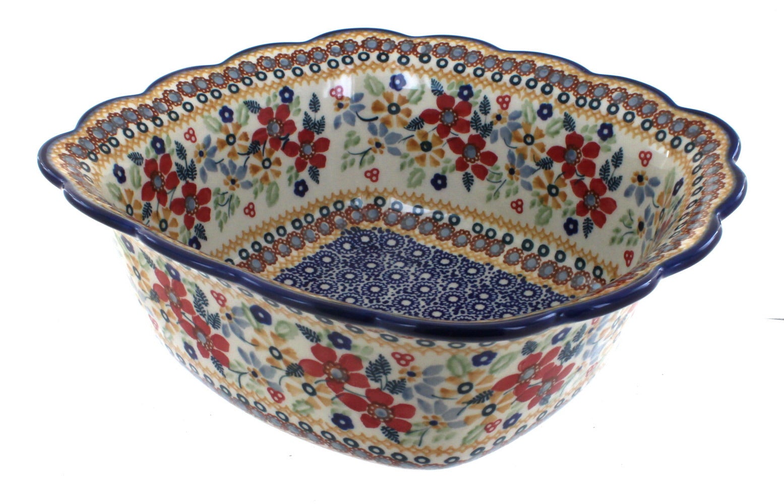 Manufaktura Red Daisy Large Serving Piece — Polish Pottery
