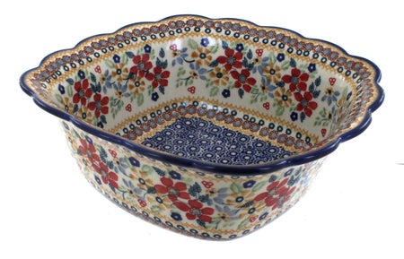 Manufaktura Red Daisy Large Serving Piece — Polish Pottery
