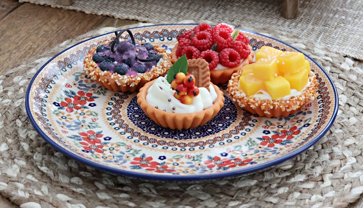 Manufaktura Red Daisy Dining Plates & Bowls — Polish Pottery