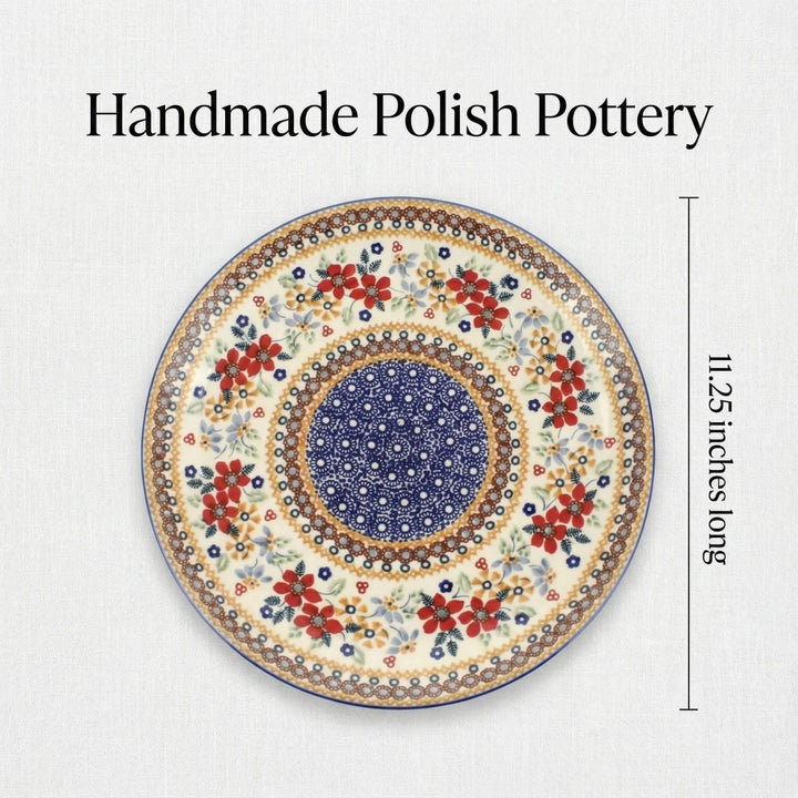 Manufaktura Red Daisy Dining Plates & Bowls — Polish Pottery