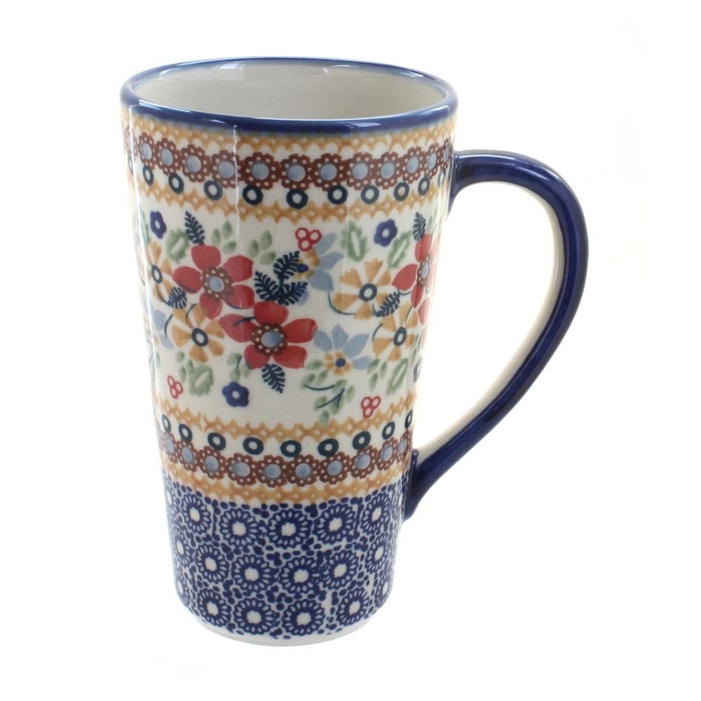 Manufaktura Red Daisy Mug — Polish Pottery