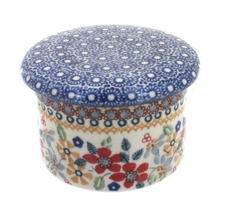 Manufaktura Red Daisy Butter Dish — Polish Pottery