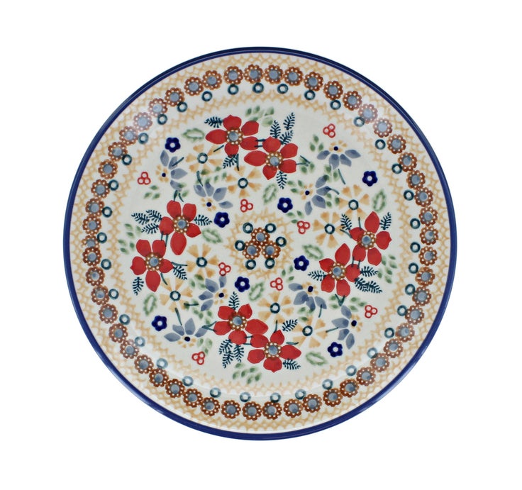 Detail image of Manufaktura Red Daisy Dining Plates & Bowls — Polish Pottery
