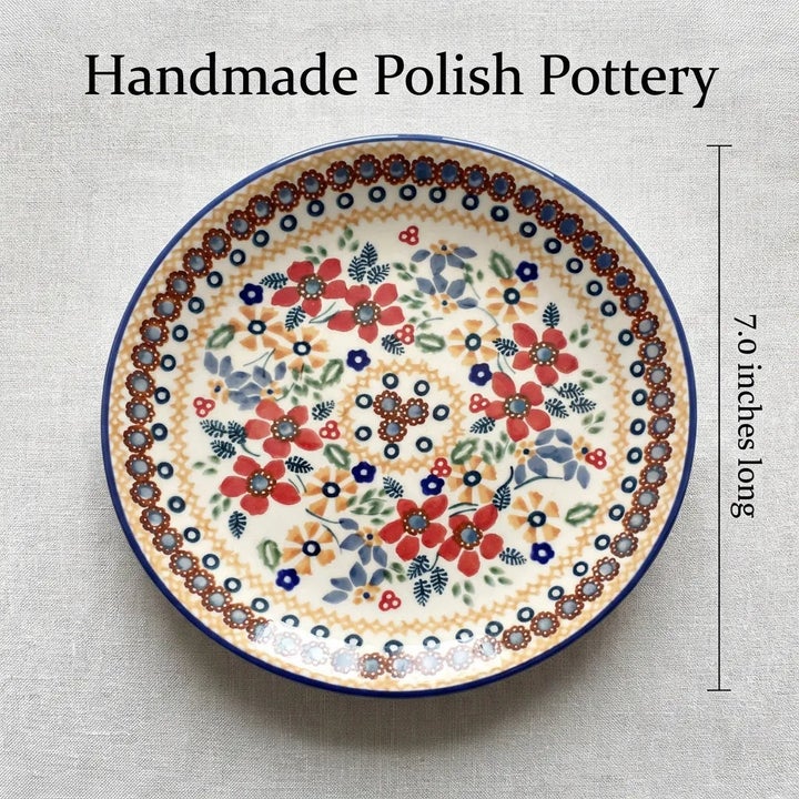 Manufaktura Red Daisy Dining Plates & Bowls — Polish Pottery