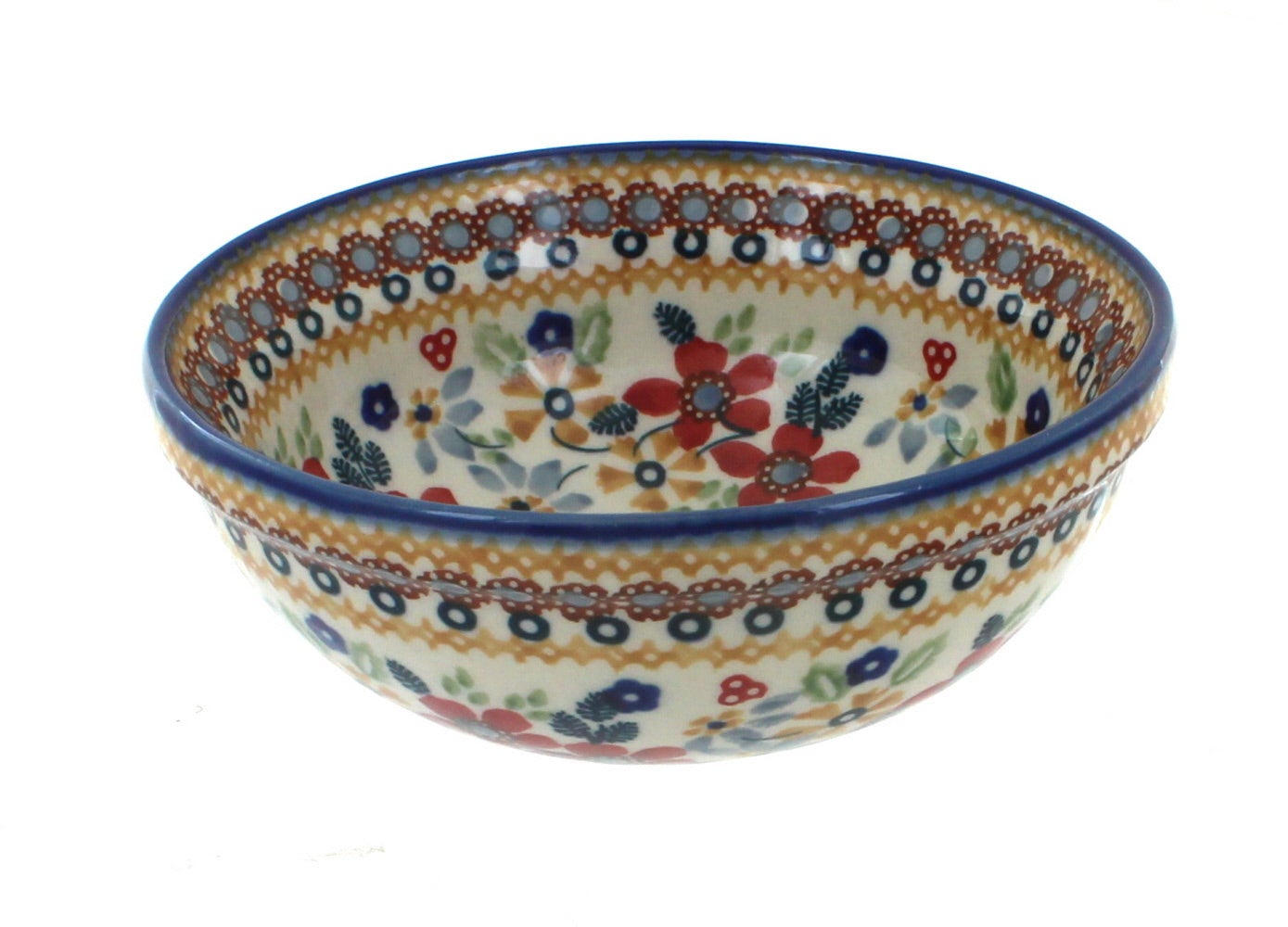 Manufaktura Red Daisy Dining Plates & Bowls — Polish Pottery