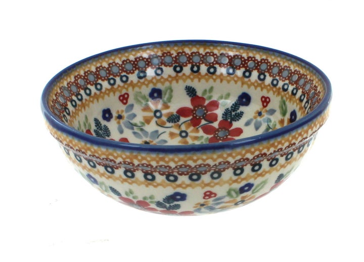 Manufaktura Red Daisy Dining Plates & Bowls — Polish Pottery