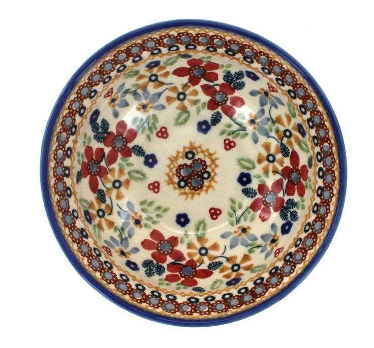 Detail image of Manufaktura Red Daisy Dining Plates & Bowls — Polish Pottery