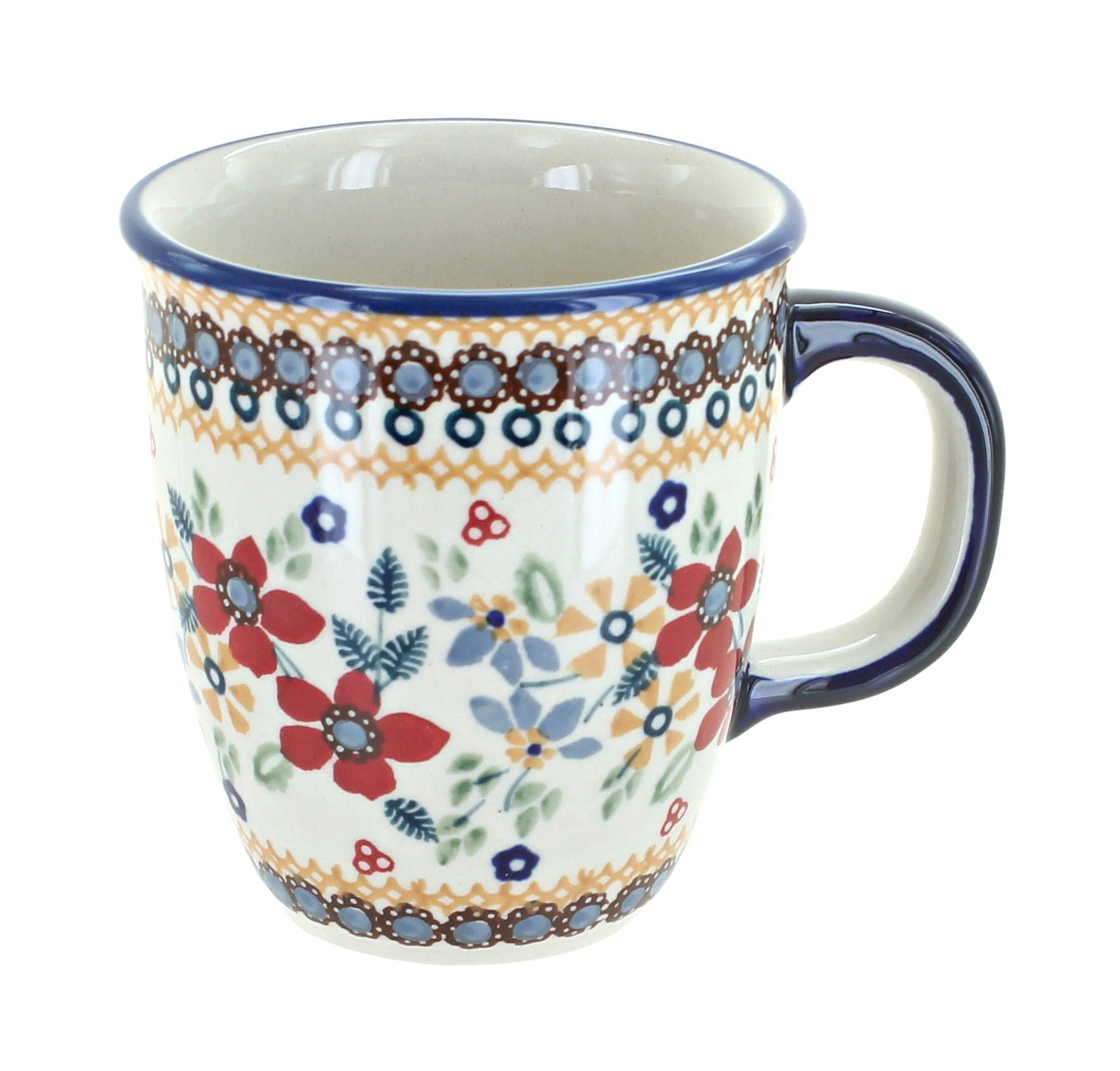 Manufaktura Red Daisy Mug — Polish Pottery