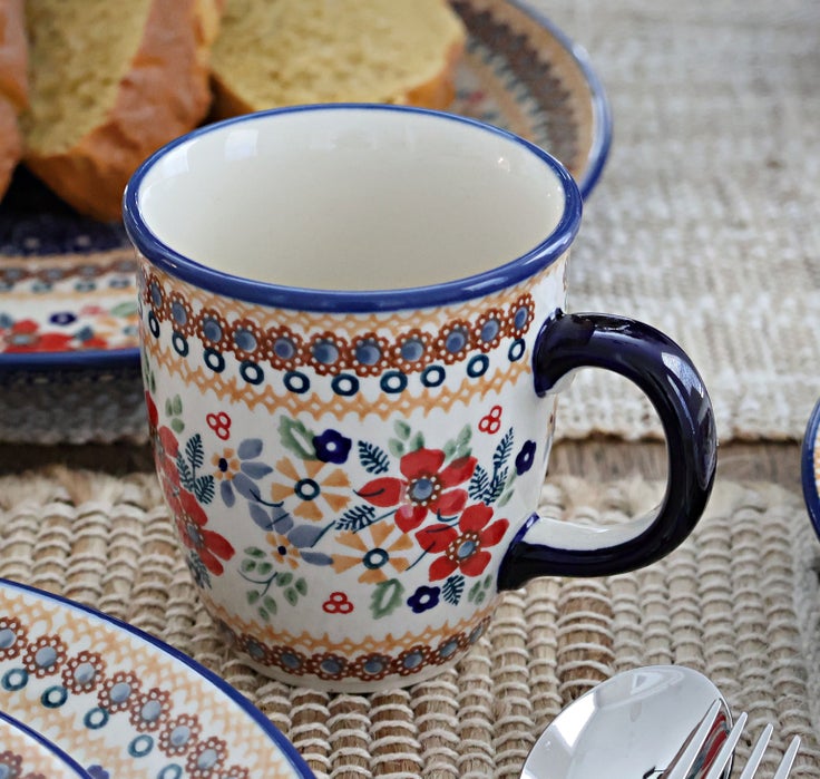 Detail image of Manufaktura Red Daisy Mug — Polish Pottery