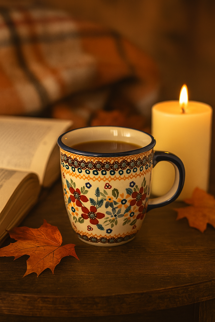 Manufaktura Red Daisy Mug — Polish Pottery