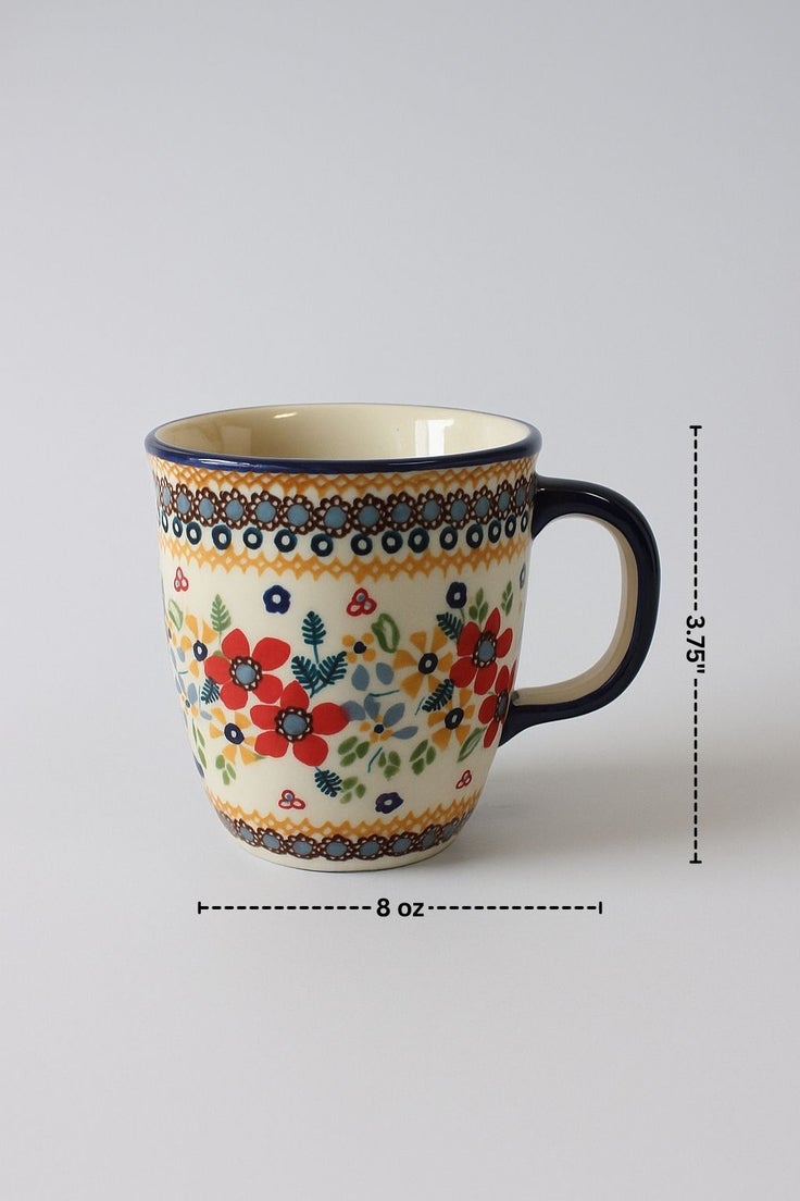 Detail image of Manufaktura Red Daisy Mug — Polish Pottery