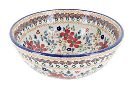 Manufaktura Red Daisy Dining Plates & Bowls — Polish Pottery