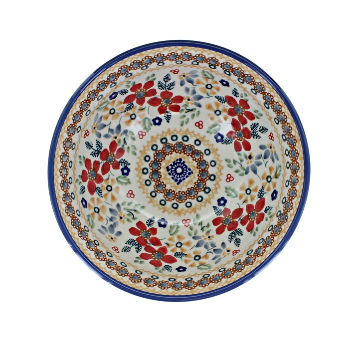 Manufaktura Red Daisy Dining Plates & Bowls — Polish Pottery