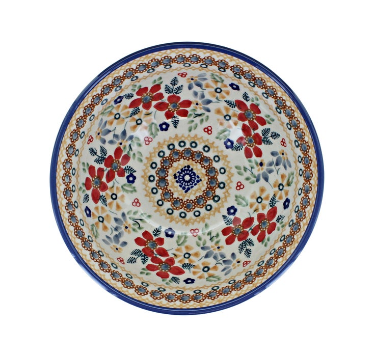 Detail image of Manufaktura Red Daisy Dining Plates & Bowls — Polish Pottery