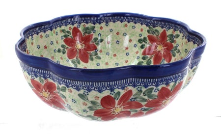 Vena Poinsettia Large Serving Piece — Polish Pottery