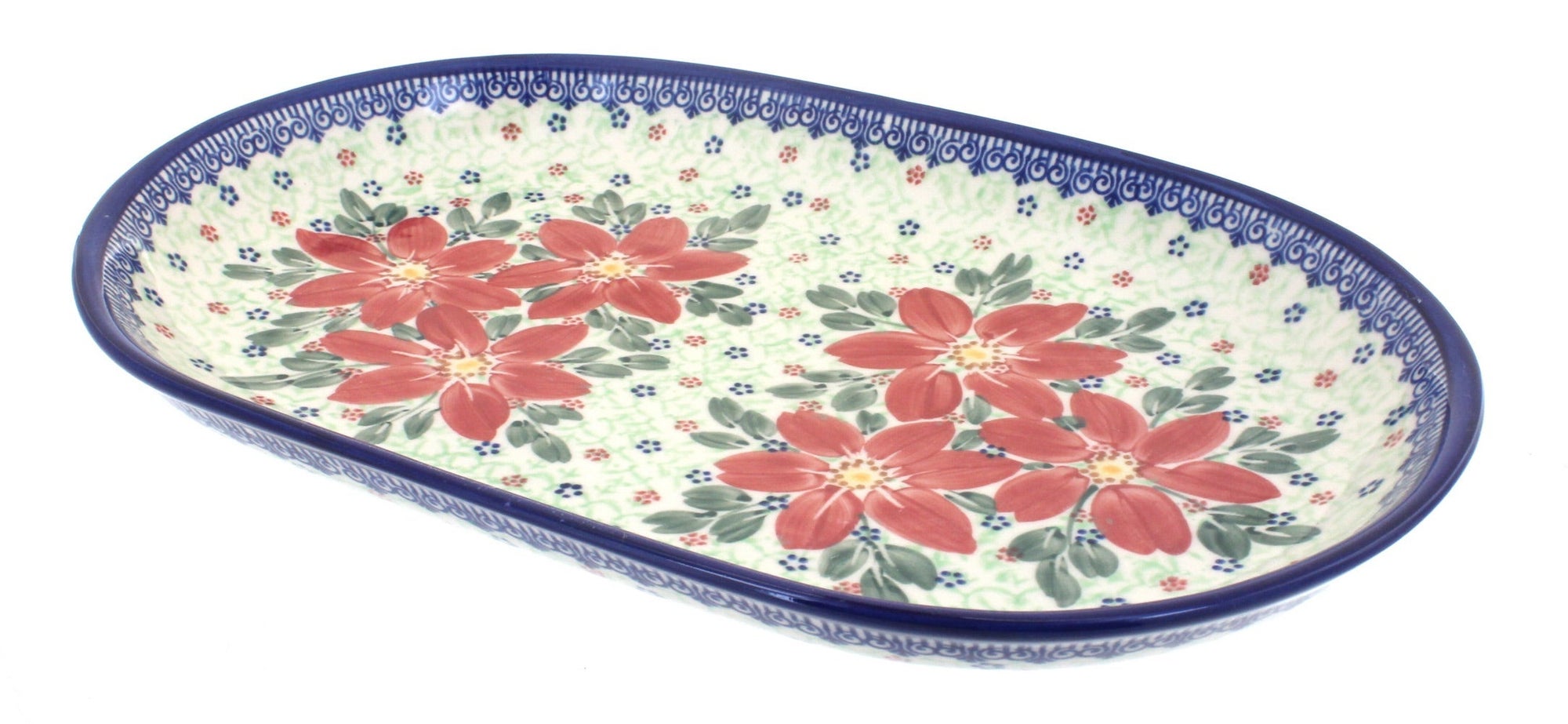 Vena Poinsettia Large Serving Piece — Polish Pottery
