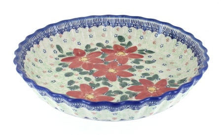 Vena Poinsettia Pie Plate — Polish Pottery