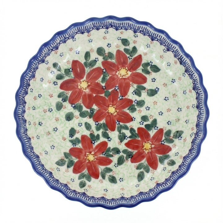 Vena Poinsettia Pie Plate — Polish Pottery