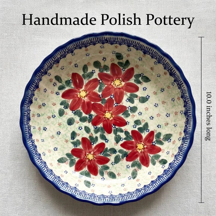 Vena Poinsettia Pie Plate — Polish Pottery