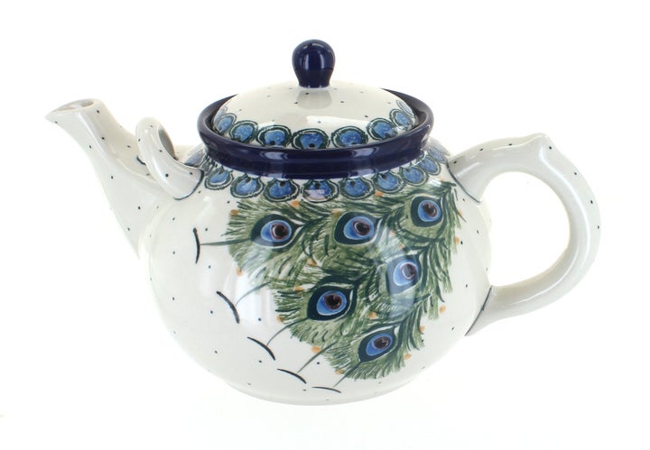 Ceramika Artystyczna Peacock Feather Teapot — Polish Pottery