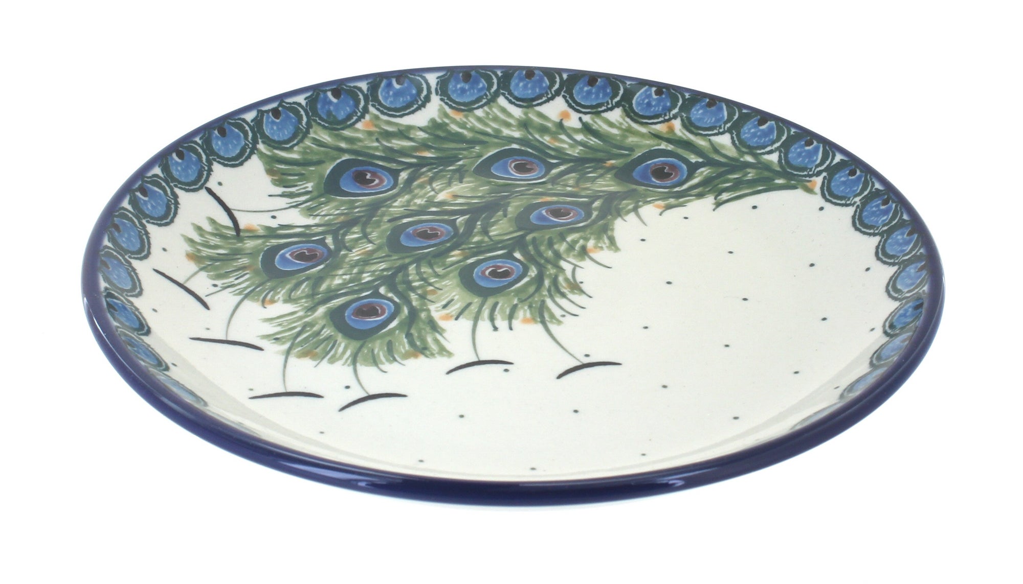 Ceramika Artystyczna Peacock Feather Dining Plates & Bowls — Polish Pottery