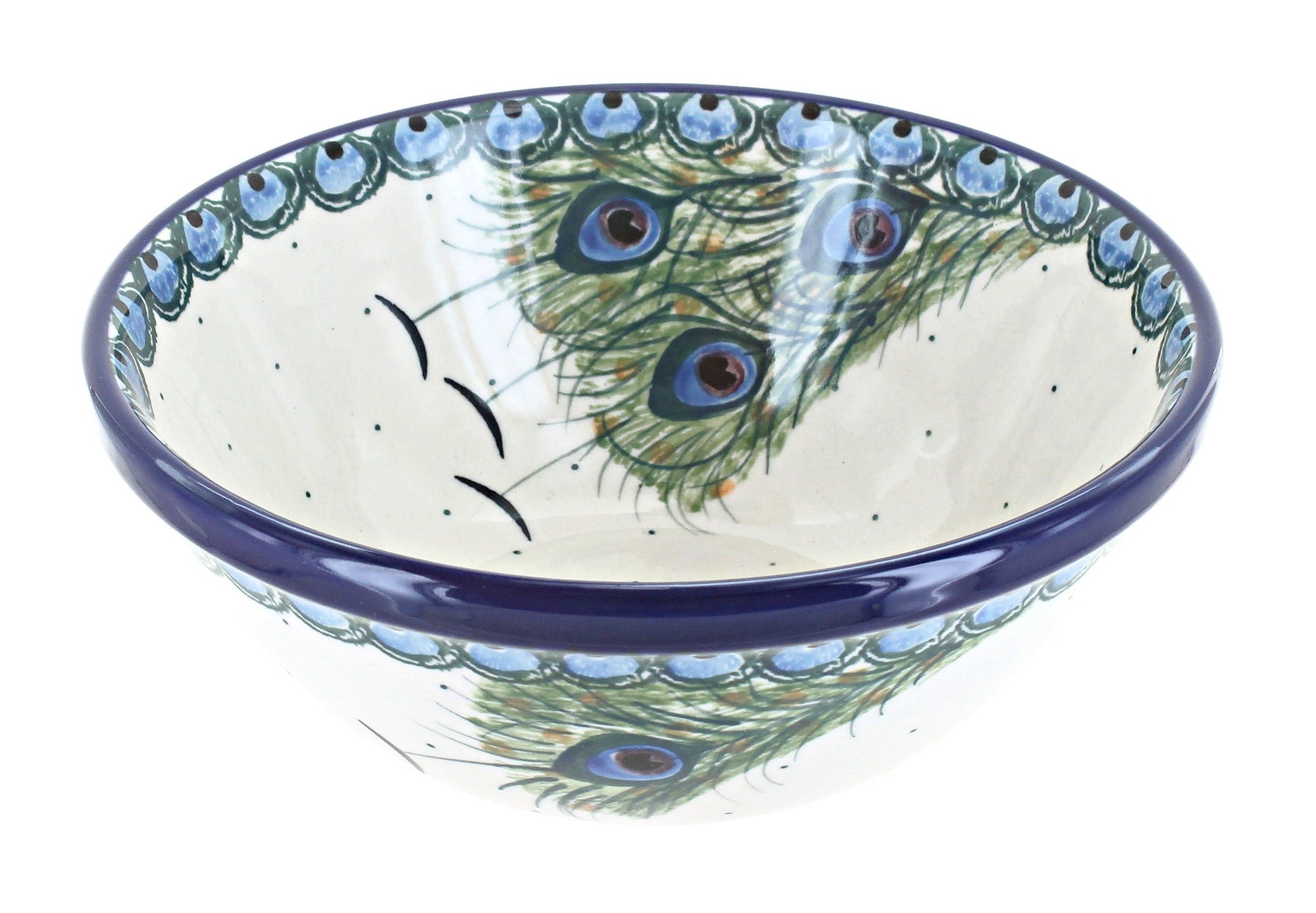 Ceramika Artystyczna Peacock Feather Dining Plates & Bowls — Polish Pottery