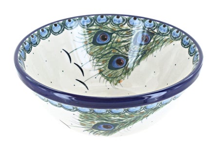 Ceramika Artystyczna Peacock Feather Dining Plates & Bowls — Polish Pottery