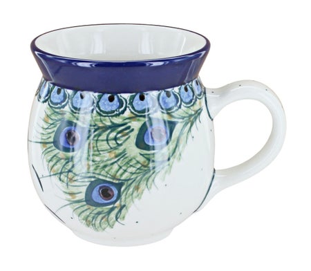 Ceramika Artystyczna Peacock Feather Mug — Polish Pottery