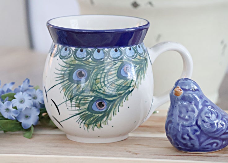 Detail image of Ceramika Artystyczna Peacock Feather Mug — Polish Pottery