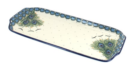 Ceramika Artystyczna Peacock Feather Small Serving Piece — Polish Pottery