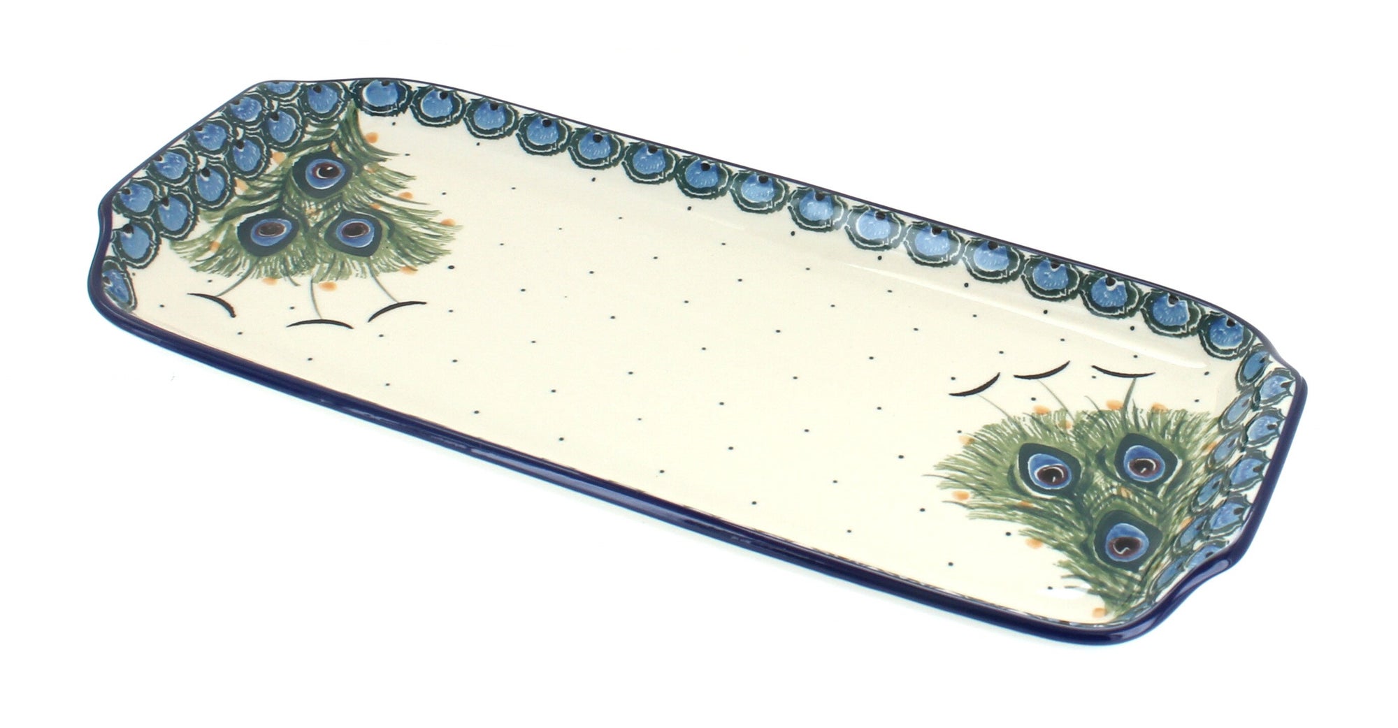 Ceramika Artystyczna Peacock Feather Small Serving Piece — Polish Pottery