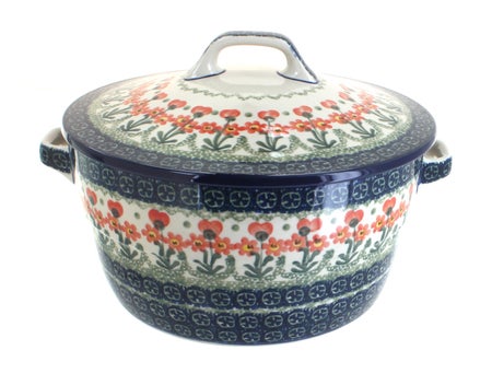 Ceramika Artystyczna Peach Posy Medium Bakeware — Polish Pottery
