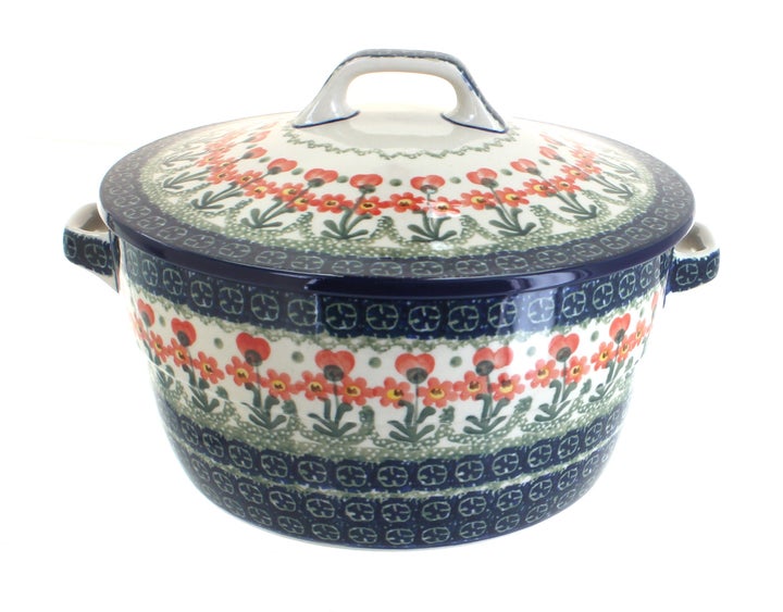 Ceramika Artystyczna Peach Posy Medium Bakeware — Polish Pottery