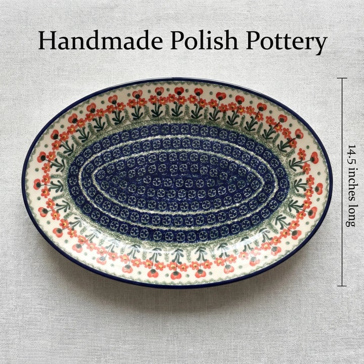 Ceramika Artystyczna Peach Posy Large Serving Piece — Polish Pottery