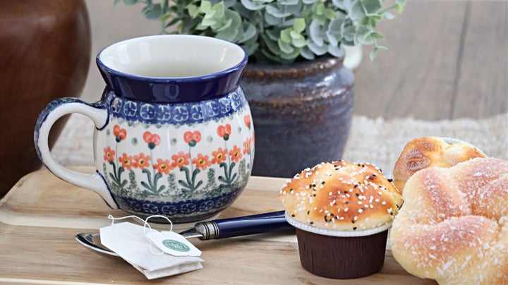 Ceramika Artystyczna Peach Posy Mug — Polish Pottery