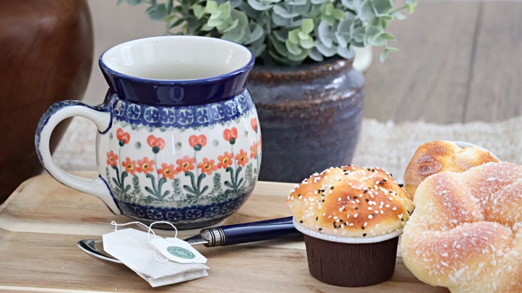 Detail image of Ceramika Artystyczna Peach Posy Mug — Polish Pottery