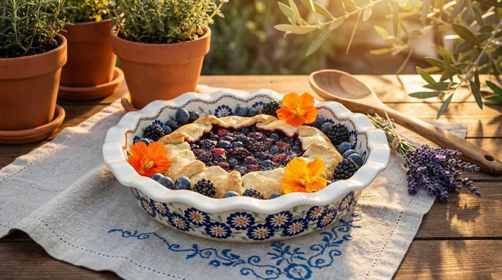 Manufaktura Peach Blossom Pie Plate — Polish Pottery
