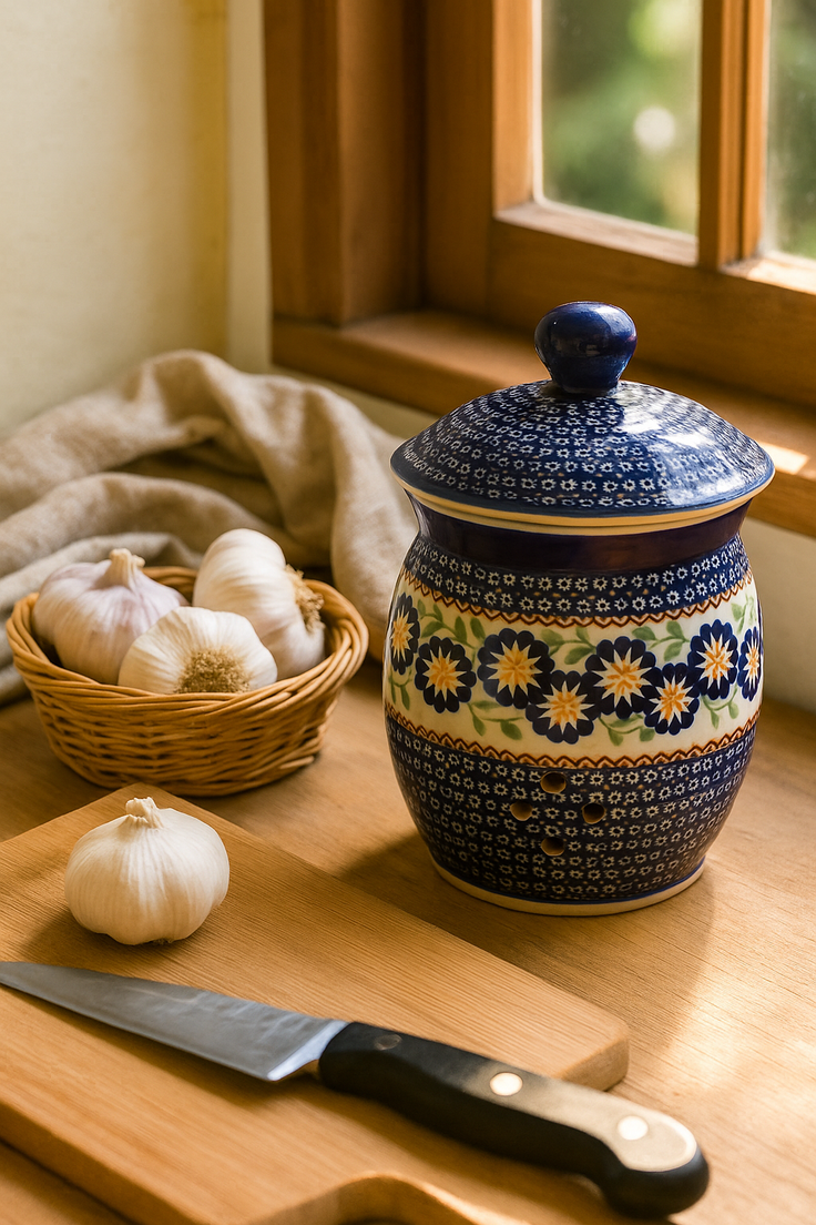 Detail image of Manufaktura Peach Blossom Counter Storage — Polish Pottery