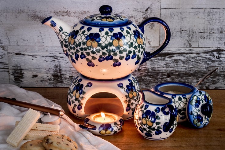 Detail image of WR Unikat Pansies Coffee & Tea Accessories — Polish Pottery