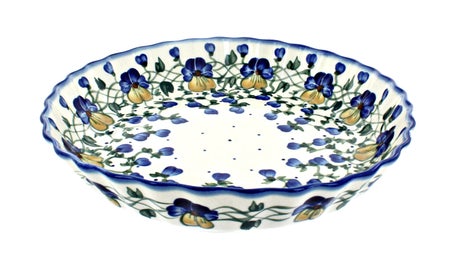 WR Unikat Pansies Pie Plate — Polish Pottery