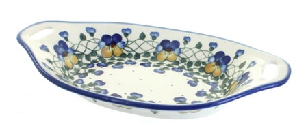 WR Unikat Pansies Small Serving Piece — Polish Pottery