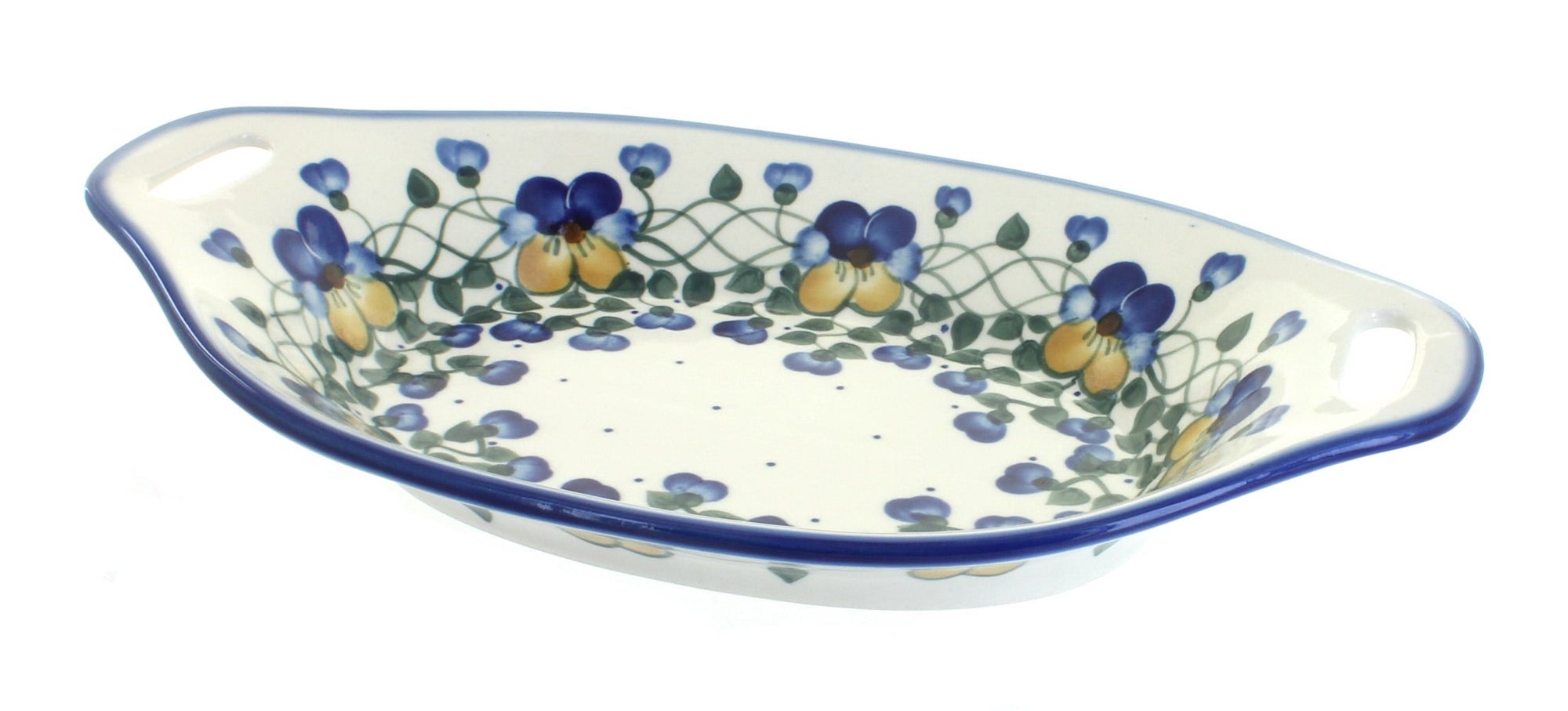 WR Unikat Pansies Small Serving Piece — Polish Pottery