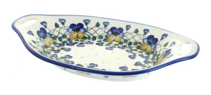 WR Unikat Pansies Small Serving Piece — Polish Pottery