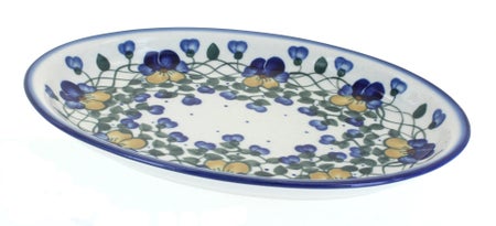 WR Unikat Pansies Small Serving Piece — Polish Pottery