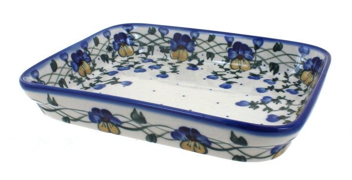 WR Unikat Pansies Medium Bakeware — Polish Pottery