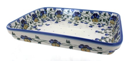 WR Unikat Pansies Large Bakeware — Polish Pottery