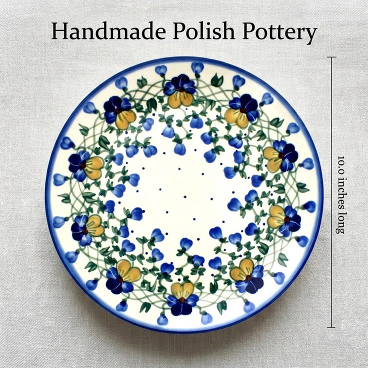Detail image of WR Unikat Pansies Dining Plates & Bowls — Polish Pottery