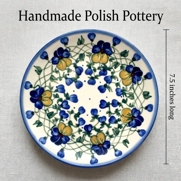 Detail image of WR Unikat Pansies Dining Plates & Bowls — Polish Pottery
