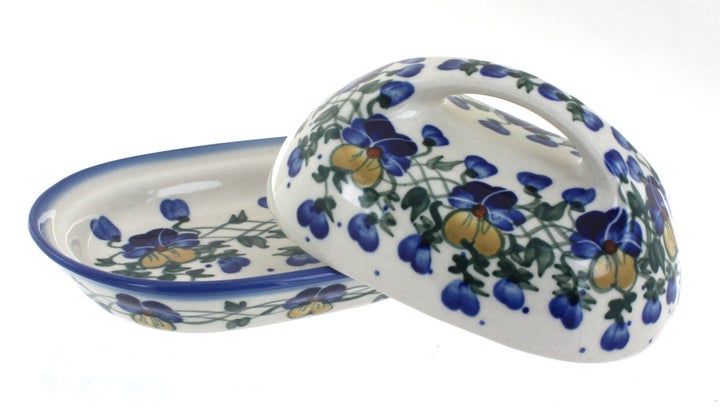 WR Unikat Pansies Butter Dish — Polish Pottery